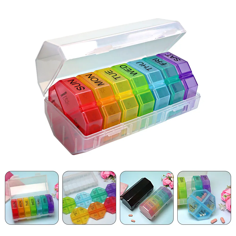 

1 Set Portable Weekly Pill Organizer Case 7-Day Medicine Dispenser Compartment Light Container Travel Elderly Reminder Storage
