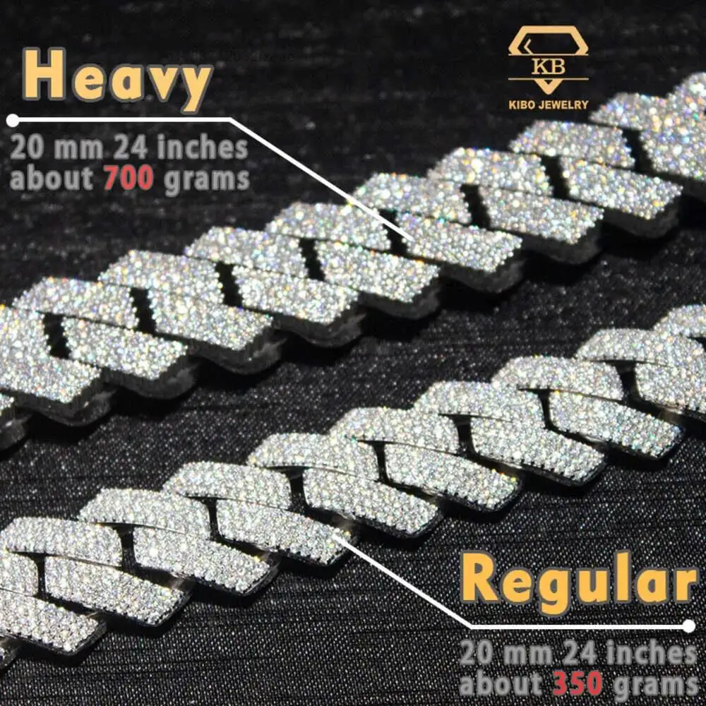 Luxury Hip Hop Chaine Jewelry Vvs 925 Sterling Silver Two Tone Color 20mm Diamond Moissanite Cuban Link Chain.