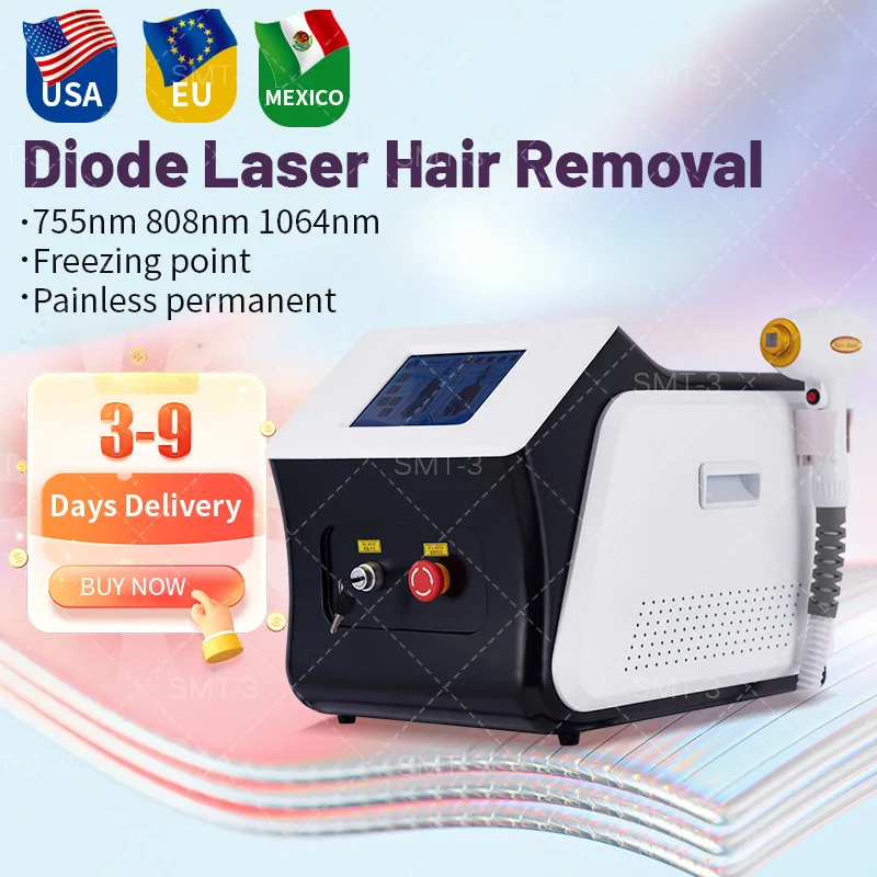 

Portable Tri-Band 808Nm 755nm 1064nm Permanently Diode laser hair removal machine for sale machine