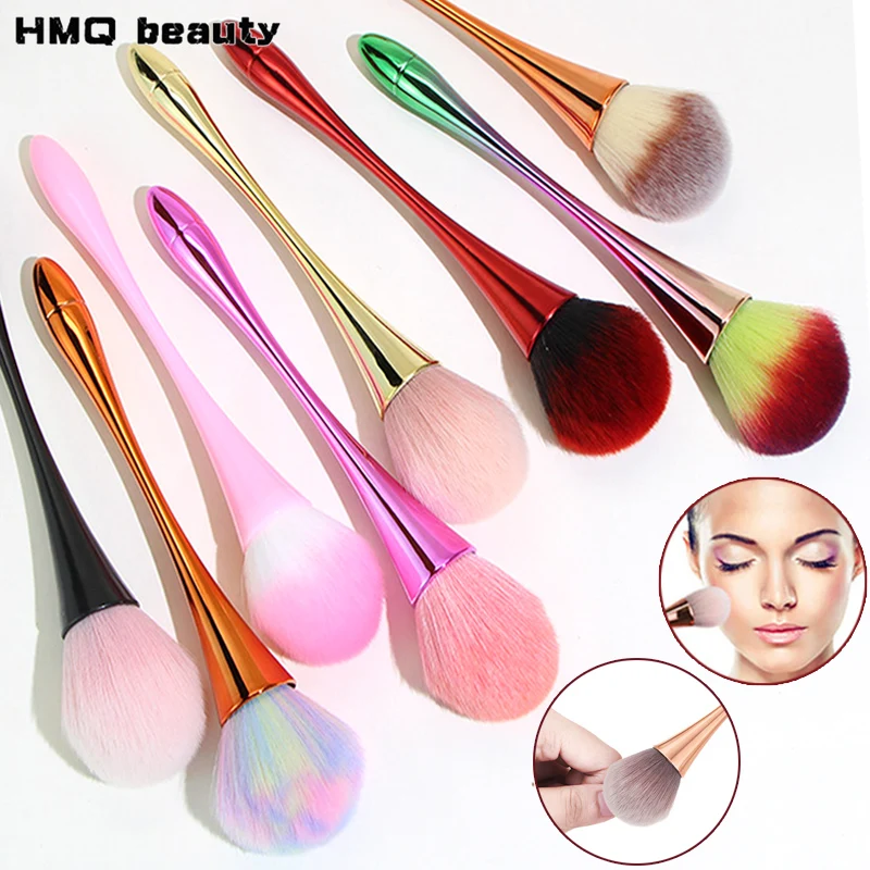 Brochas de maquillaje de mango largo, brocha profesional para colorete y base en polvo, brocha para polvos para decoración de uñas, limpiador de polvo suave para uñas, herramienta cosmética