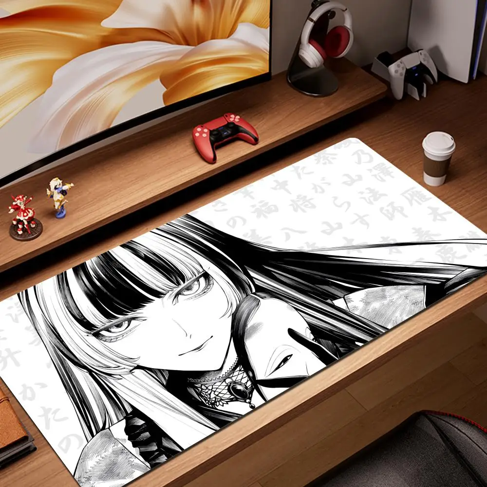 Aesthetic Manga Style Girl Print Desk Pad, Smooth Rubber Mousepad, Extra Large Gaming Mouse Mat for Home Office