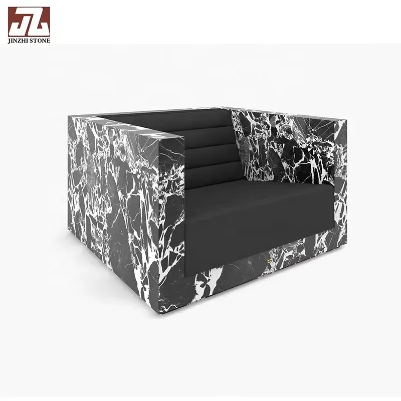 European Style Furniture Series Sample Calacatta Black Marble Sofa for Living Room Bed Room Natural Design Natural Stone