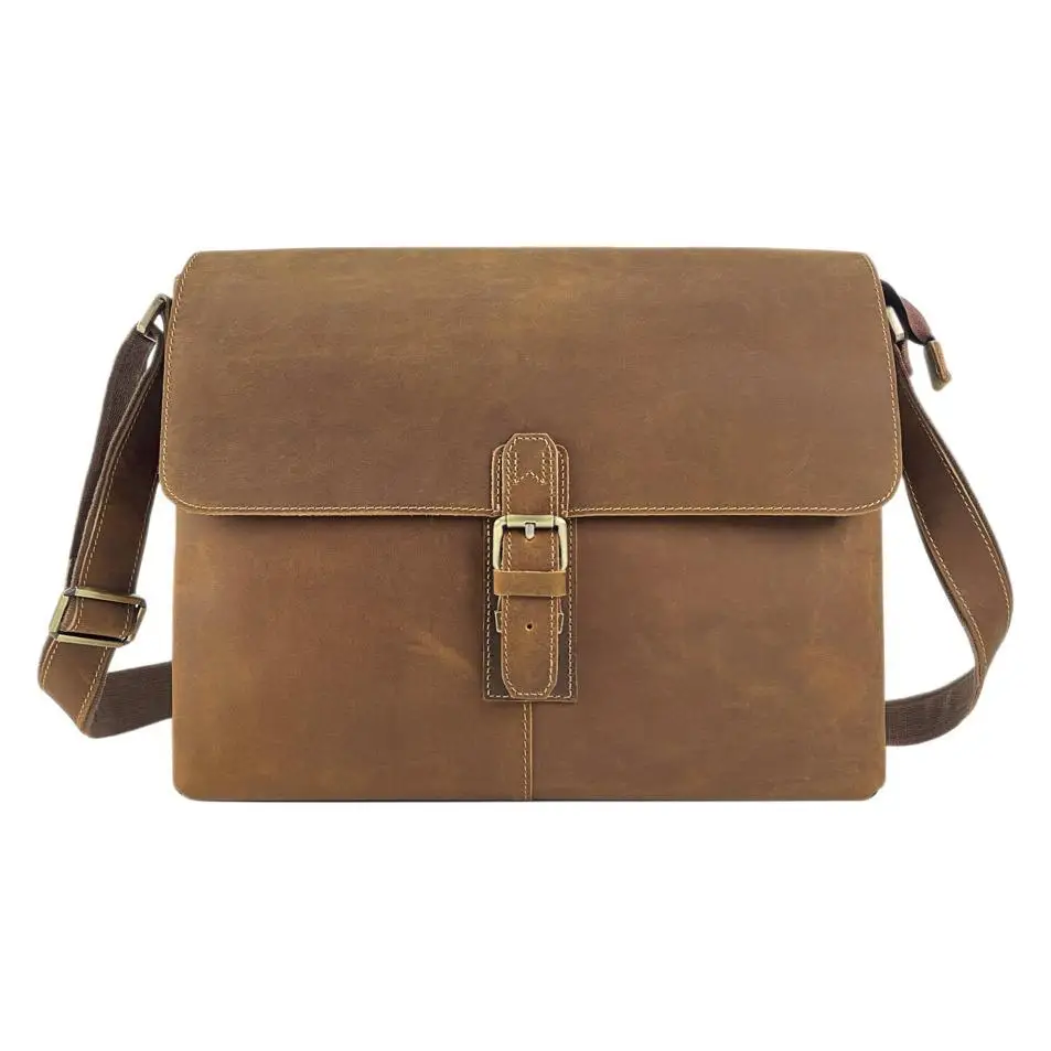 Retro Crazy Horse Leather Crossbody Bag for Men