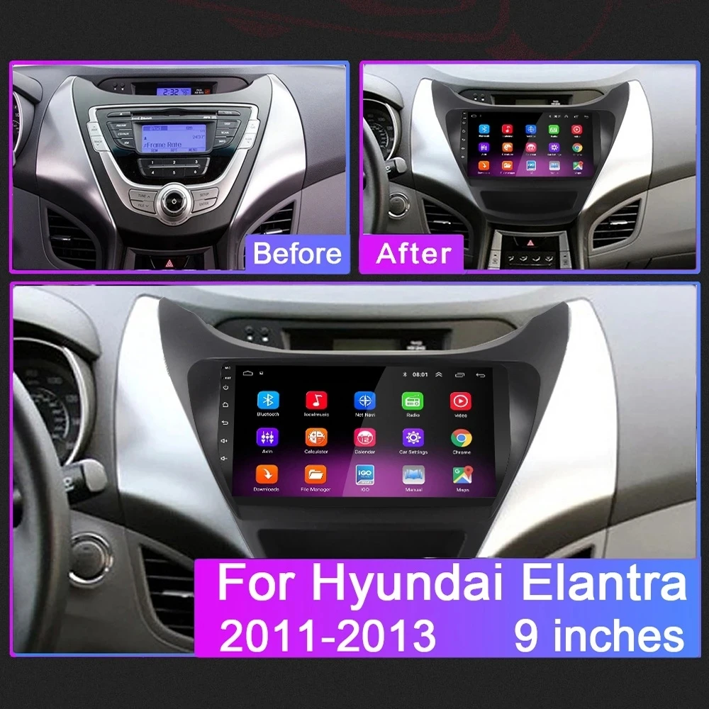 2 Din Stereo DVD Rádio Do Carro Android 11 Para Hyundai Elantra Avante I35 2011-2013 2014 2015 2016 Multimedia Player GPS Navigaion