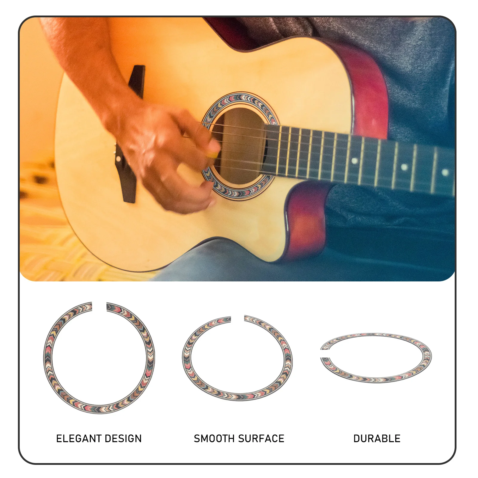 Guitar Decoration Accessories Wooden Inlay Sticker Sound Hole Rosette Ring Decals Stickers