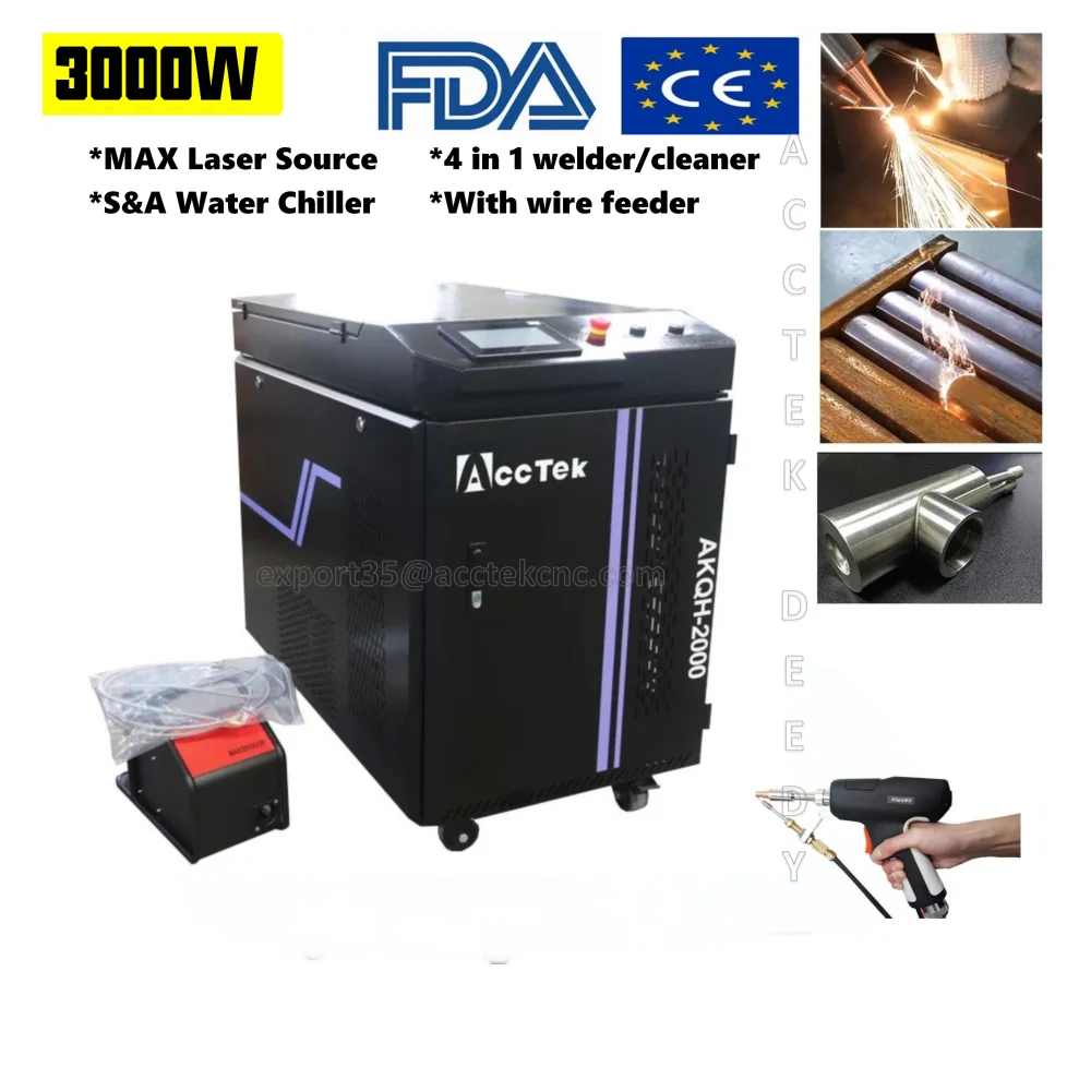 door to door service 2024 NEW 4 IN 1 2000W Fiber Laser Welding Cleaning Cutting Machine Weld Seam Clean Machine water chiller