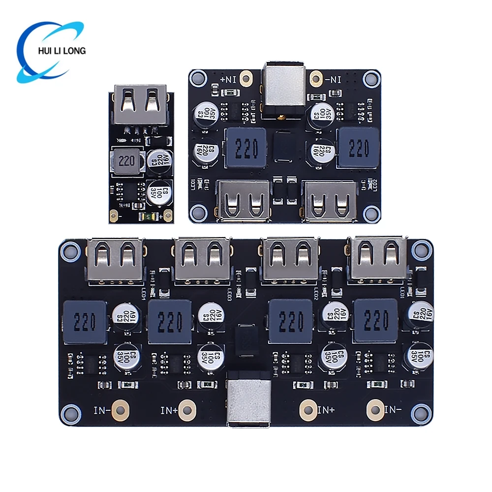 USB QC3.0 QC2.0 Понижающий преобразователь постоянного тока Зарядный понижающий модуль 6-32 В 9 В 12 В 24 В для быстрой быстрой зарядки Печатная плата 3 В 5 В 12 В