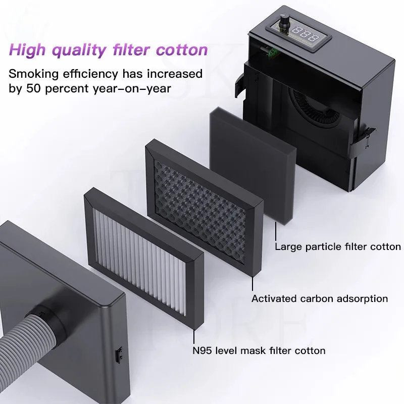 Extractor de humo para soldadura de escritorio, sistema de purificación de polvo para reparación de teléfonos, absorción de humo, ZJ-802S, nuevo