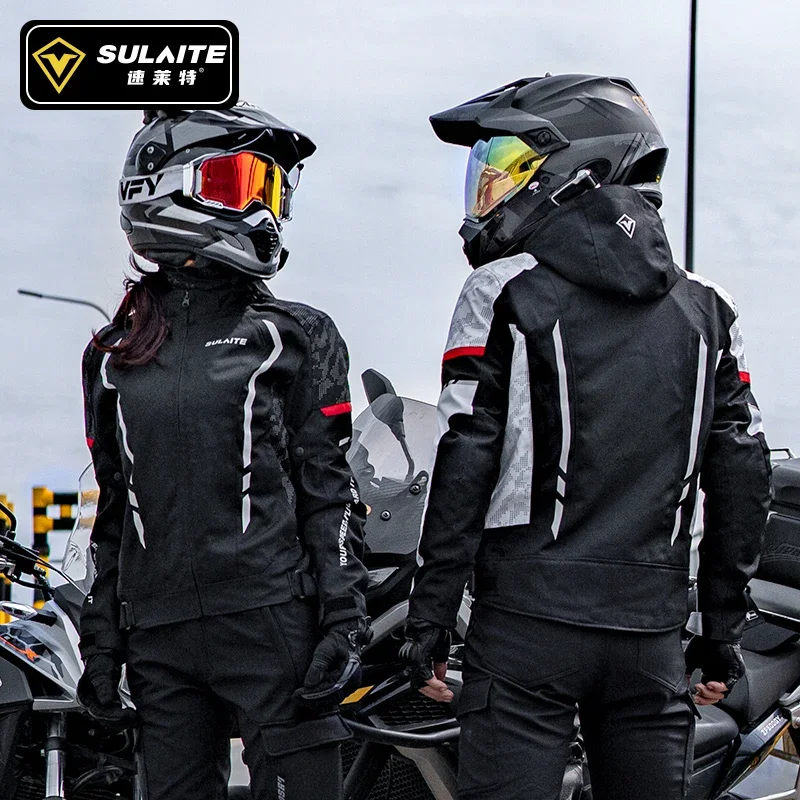 

Зимняя мотоциклетная куртка SULAITE для мужчин, теплая, с сетчатыми вставками, для езды на мотоцикле, со съемными защитными элементами