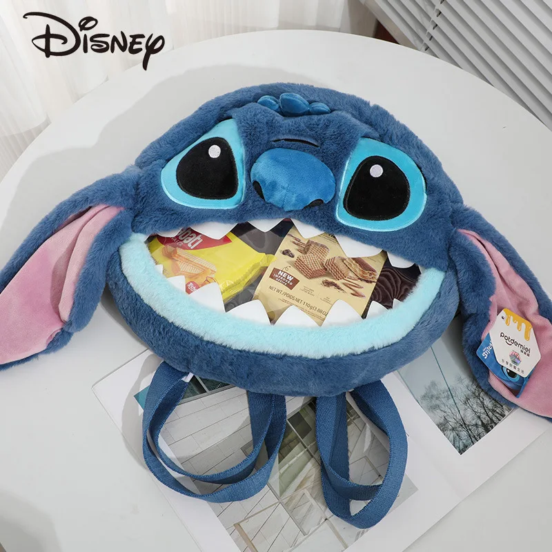 Sac à bandoulière en peluche Stitch véritable, sac à dos de rangement de dessin animé, poupée transparente, accessoires Anime, cadeau d'anniversaire Kawaii