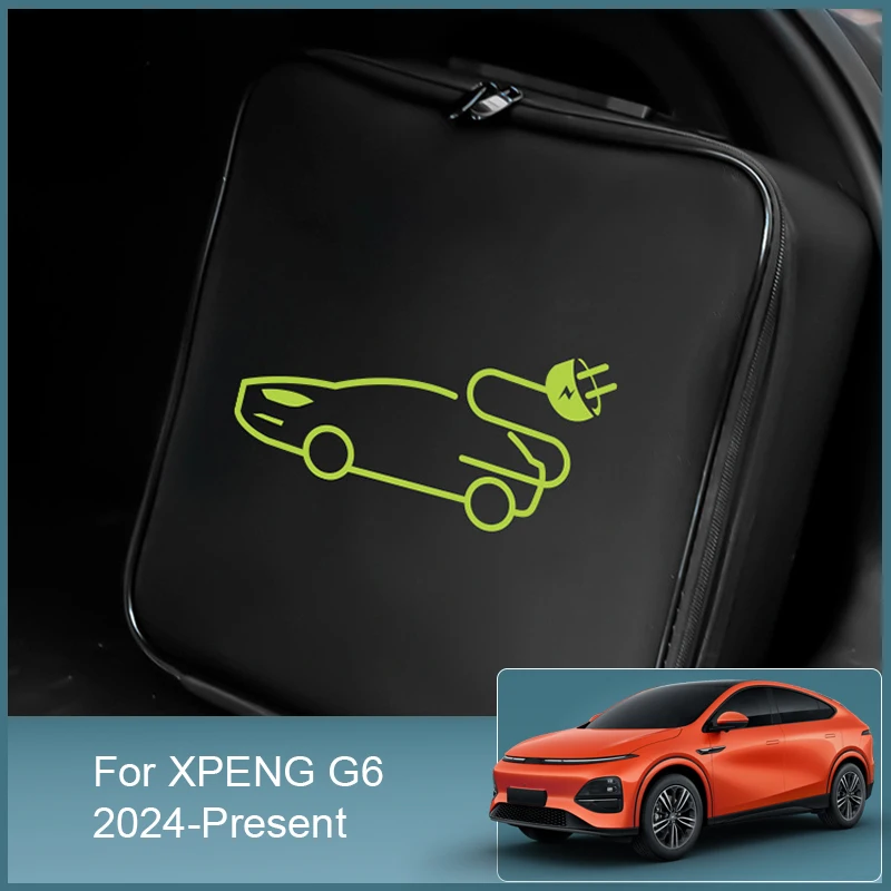 For XPENG G6 G9 2023 2024 2025 EV Car Portable Charging Cable Storage Carry Bag Waterproof Retardant Trunk Storage Box Accessory