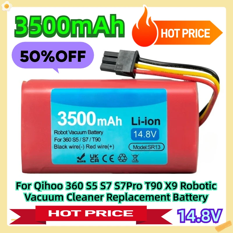 

For Qihoo 360 S5 S7 S7Pro T90 X9 Robotic Vacuum Cleaner Replacement Battery 3500mAh 14.8v