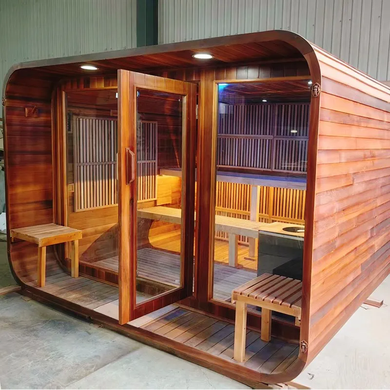 Factory direct sales outdoor cedar steam sauna cube live sauna heater approved Ce