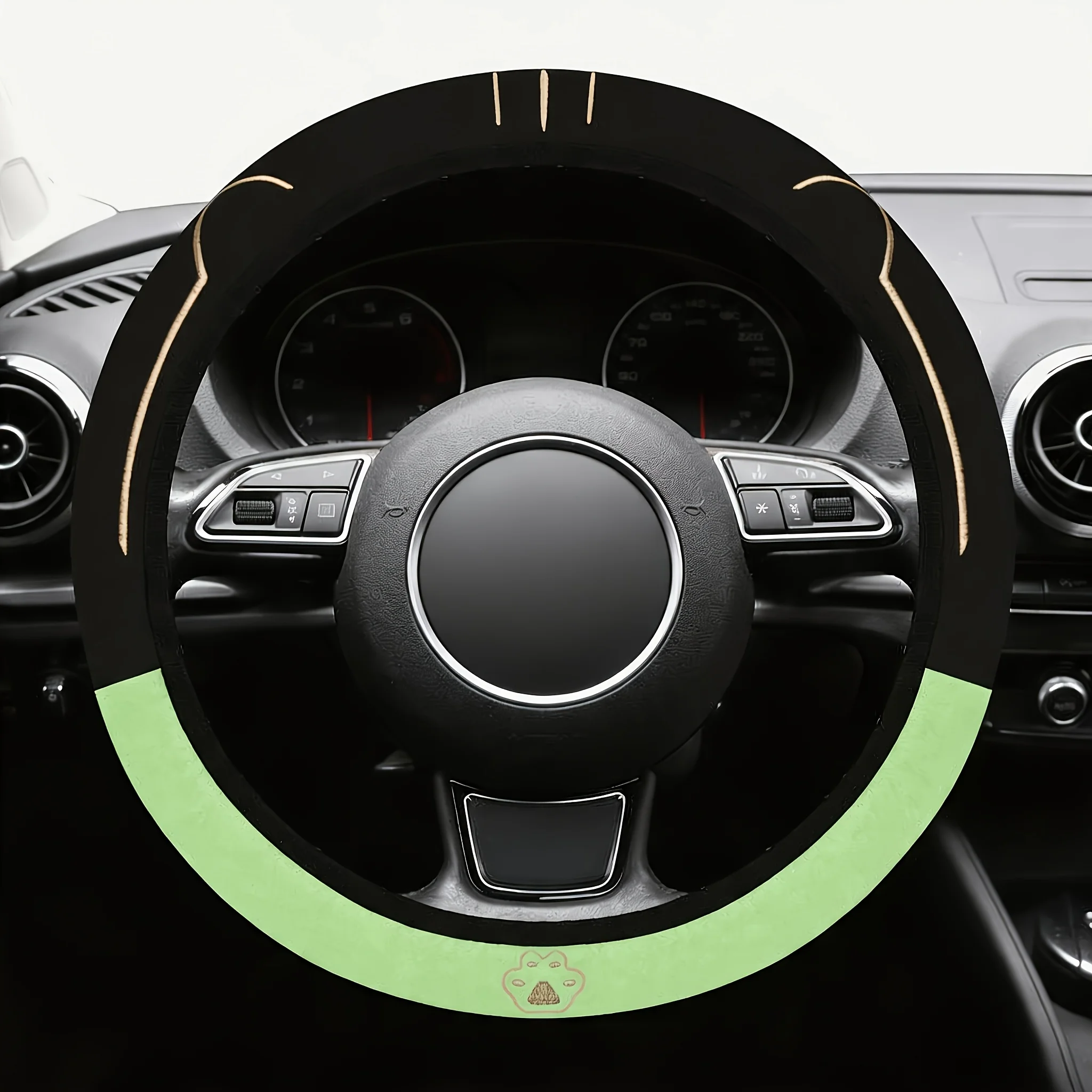 Style B Cute Cat Girl Cartoon Car Steering Wheel Cover, Warm Flocked Plush, No Inner Ring, Universal Fit