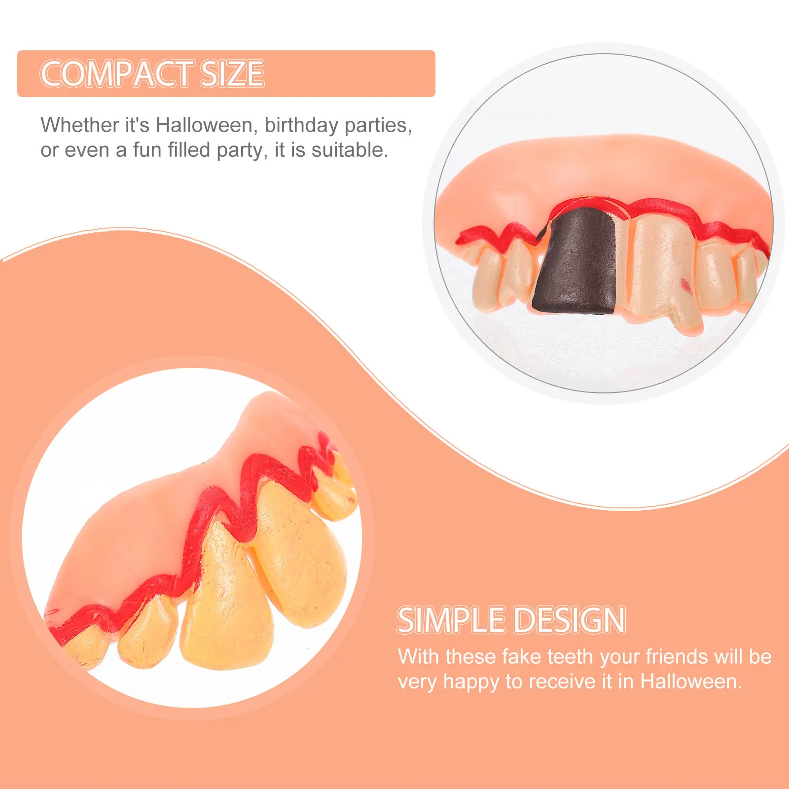 Fausses dents pour Halloween, 12 pièces, accessoires de Costume de Zombie horrible, robe de soirée effrayante, fournitures de Cosplay