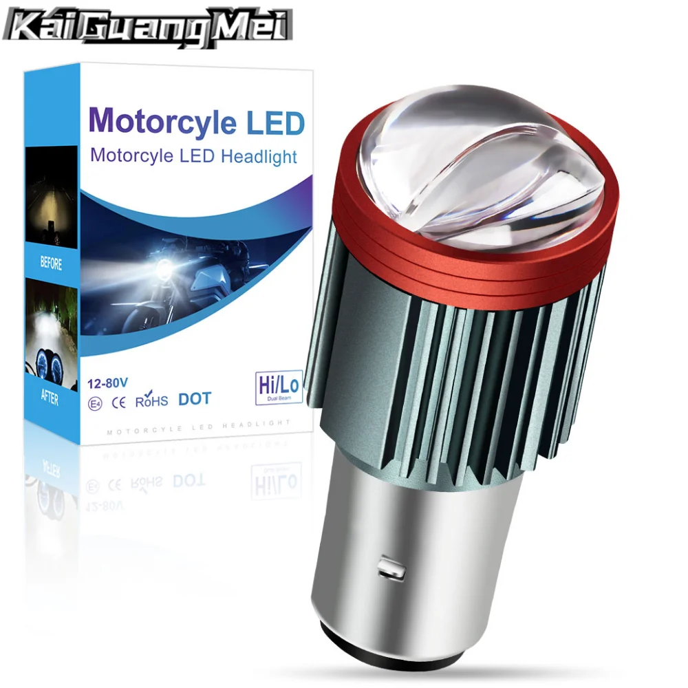 

Мотоциклетная лампа H6 H4, 1 шт., фара 1:1, прожектор высокой мощности, дальний и ближний свет, BA20D DRL, двойные линзы, скутер, высокая лампа, аксессуары для мотоциклов