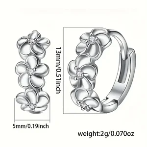 925 Women's hoop earrings, camellia pattern, beautiful elegant style, delicate daily casual gift for girls, exquisite rim 10 Main Sales Earring ring - №10