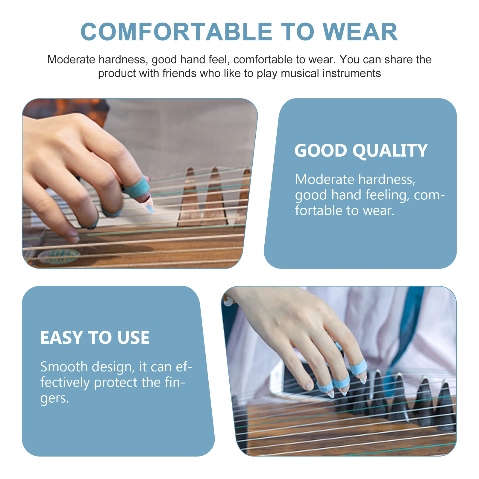

8 Pcs Lute Finger Picks Guzheng Nails Covers Accessories Protector Man Zithers Plectrum