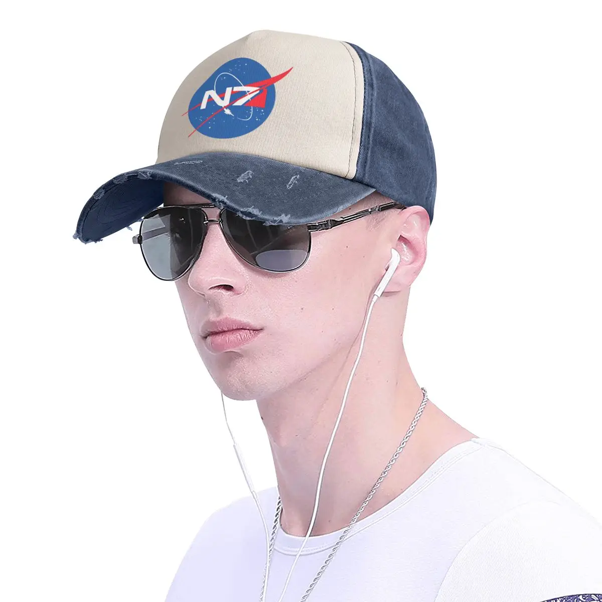 Vintage N7 NASA Mass Effect Active Baseball Cap Men Women Distressed Washed Headwear Video Game Outdoor All Seasons Hats Cap