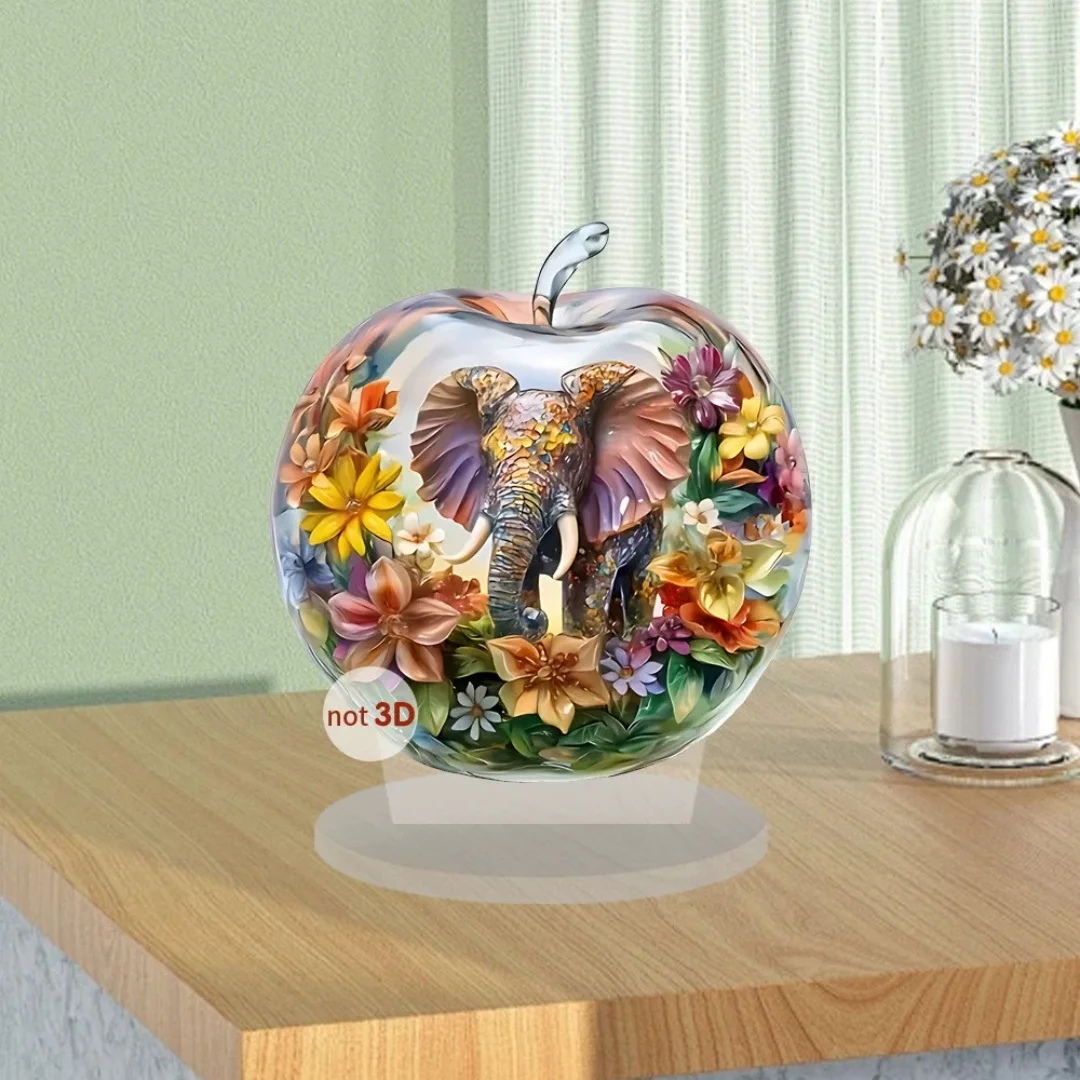 2D Acrylic Ornament Transparent Apple Decoration Table Ornament Home Living Room Landscape Centerpiece Office Desk Decor
