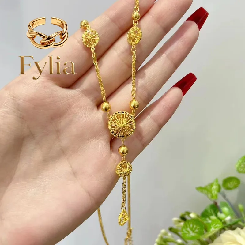 Fylia Jewelry  Passionate 9999 necklace personality collarbone women's set 24K real gold fashion high-grade sense of light luxur