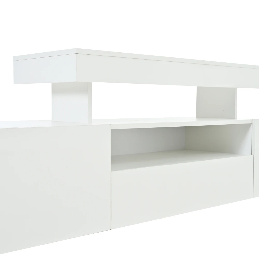 192 * 37 * 53 cm moderner Wohnzimmer-TV-Schrank mit 3 Schränken, TV-Ständer mit LED, Hochglanz-Lowboard, Kommode für 85-Zoll-Fernseher – Detail 17