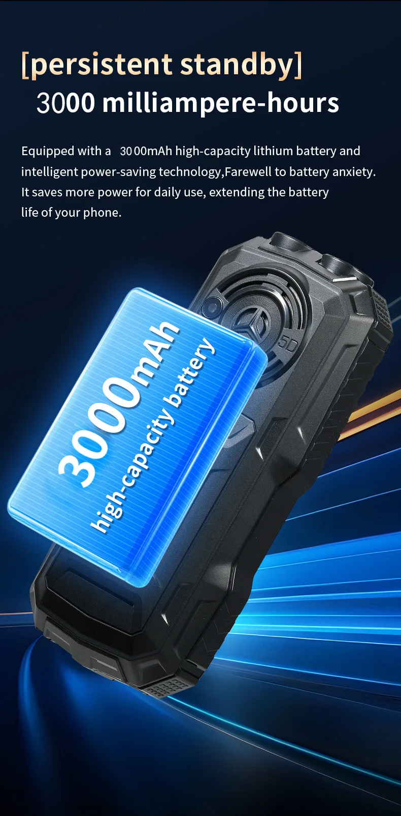 YEEMI Q5 LTE 4G Mobile Phone 2.4'' Screen 3000mAh Dual SIM HD Call Camera FM Double LED Flashlight Type-C Outdoor Button Phone