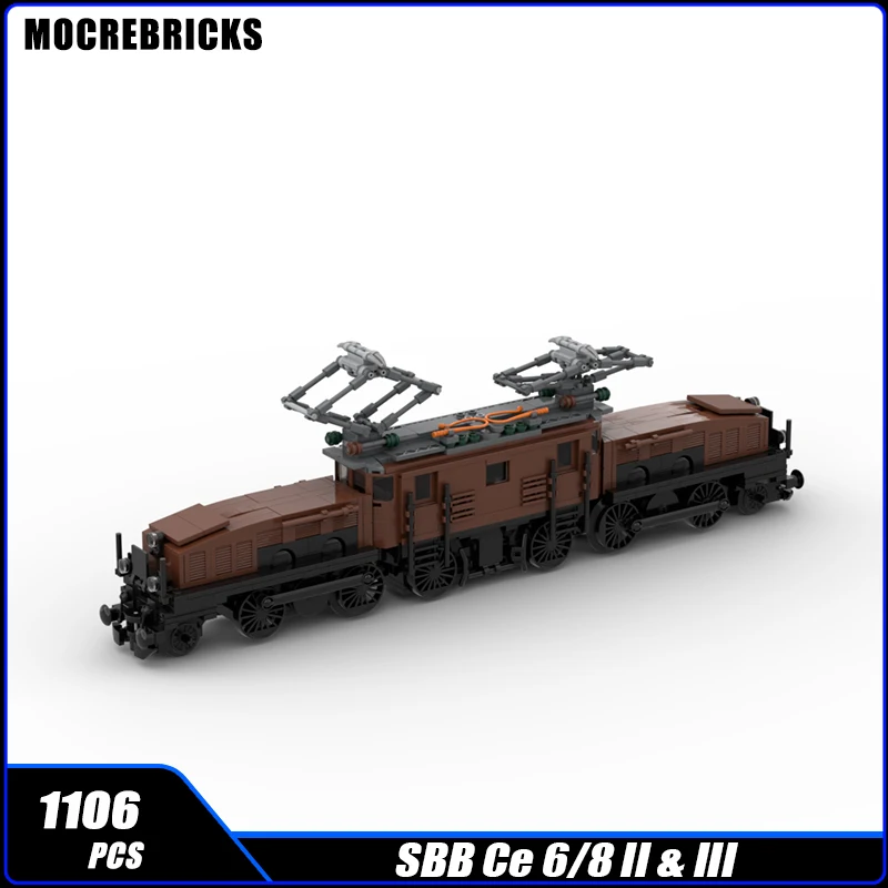 City Freight Locomotives SBB Ce 6/8 II & III Train MOC Building Block Railway Transport Assemble Model Brick Toy Children Gifts