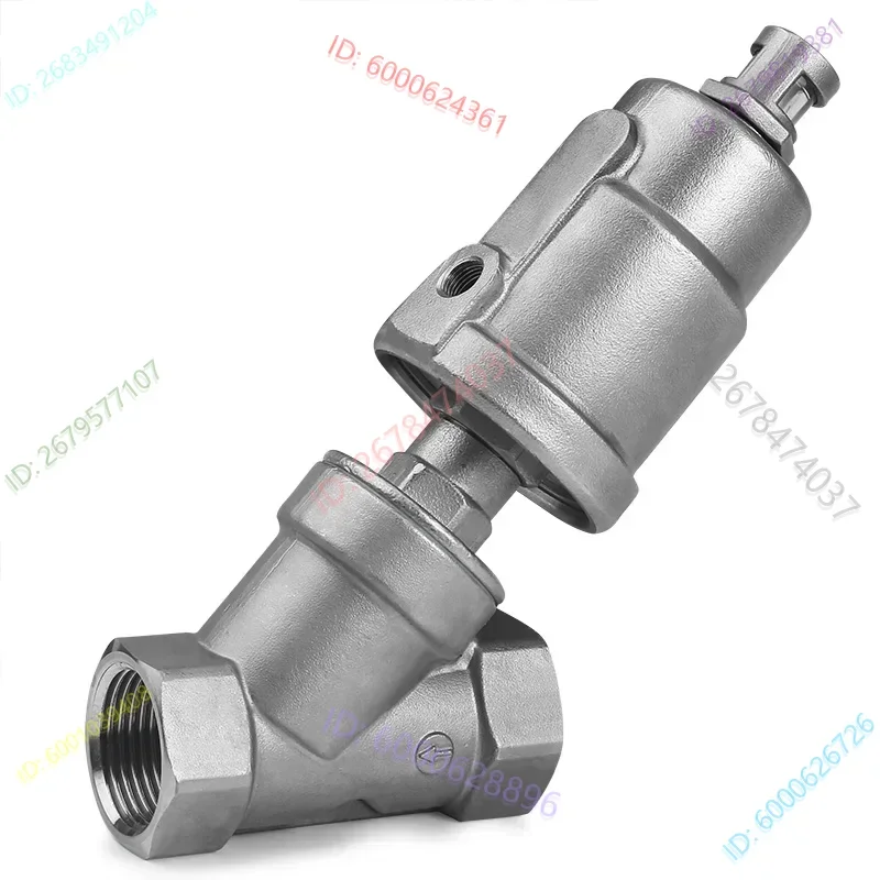 

1/4" 3/8" 1/2" 3/4" 1" BSPT Female Thread Y-Shaped 304 Stainless Steel Pneumatic Actuated Angle Seat Valve for Water Gas Oil