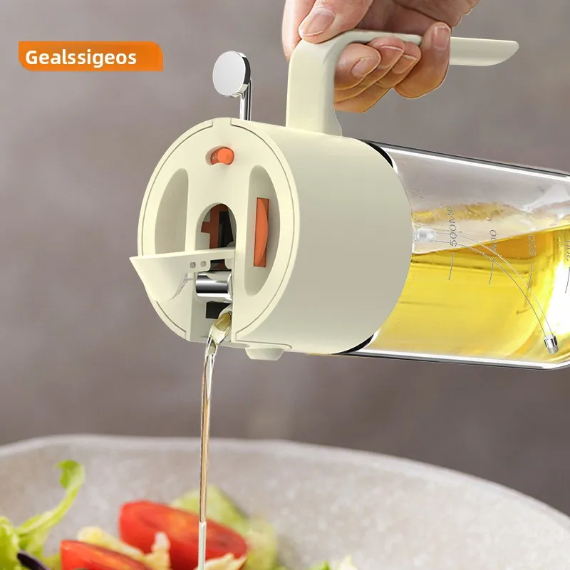 Dual-use Oil Sprayer, Auto Open & Close, Large Capacity One-Click Opening Oil Bottle for Home Kitchen
