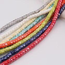 10pcs Cream Straight Hole Ceramic Wheel Abacus Beads Diy Beaded Necklace Bracelet Earrings Handmade Material Jewelry Accessories
