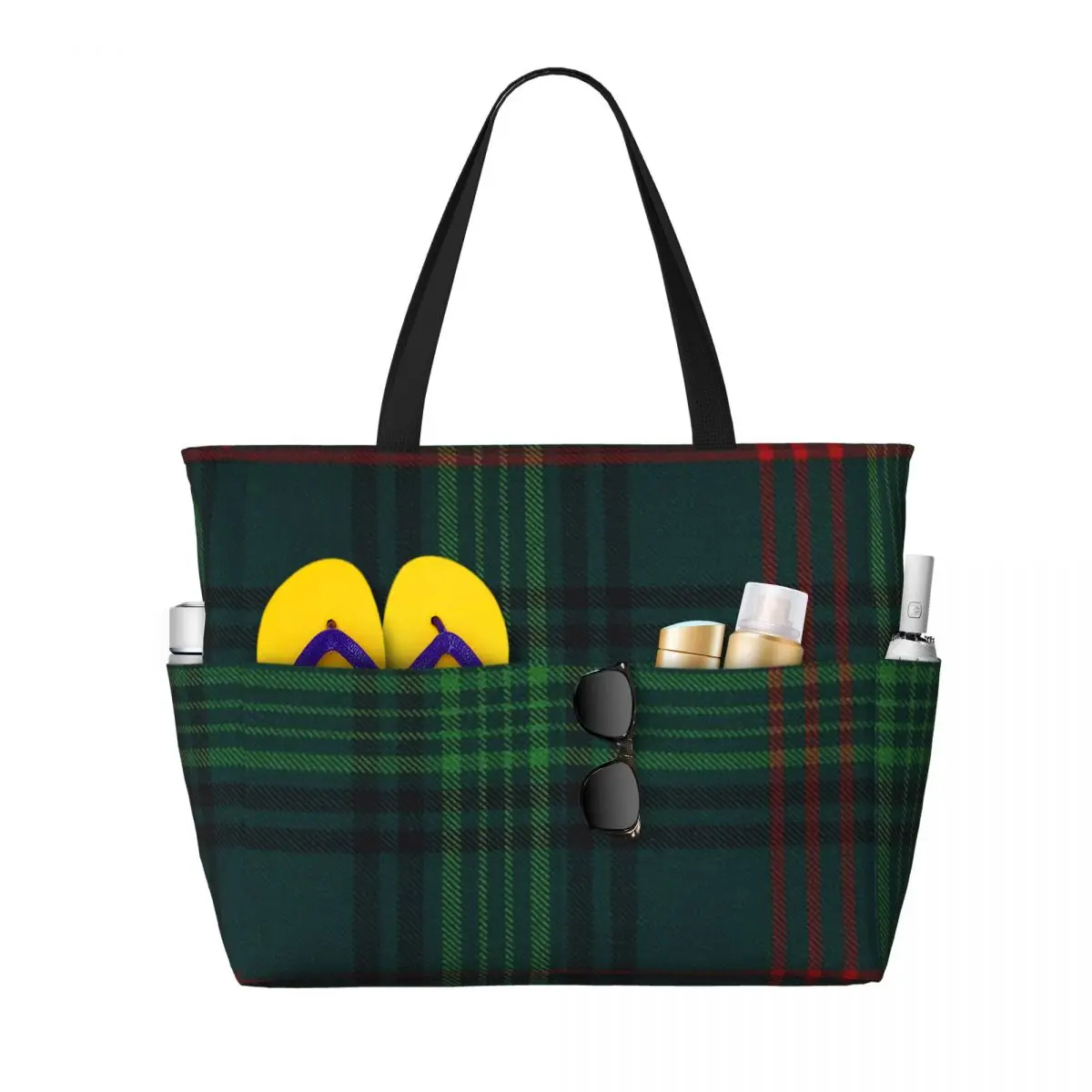 Outlander Leather And Tartan Scottish Art Beach Tote Bag Sport Gym Yoga Duffle Large Tote Bag Women Travel Bag Fitness bag