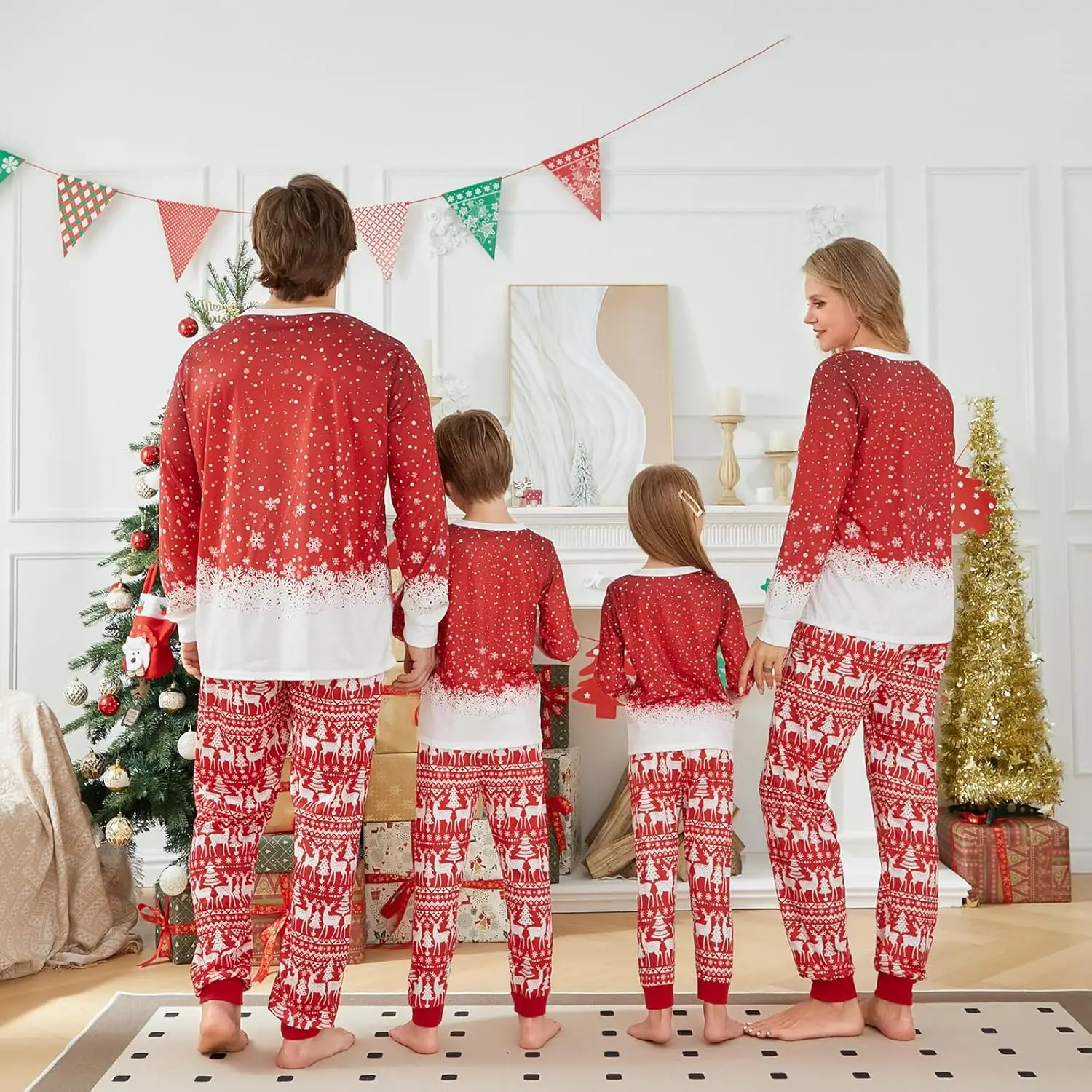 ชุดนอนคริสต์มาสสำหรับครอบครัว ชุดนอนคริสต์มาสแบบเข้าชุดสำหรับครอบครัว ชุดนอนวันหยุดคริสต์มาส ชุดนอนครอบครัว