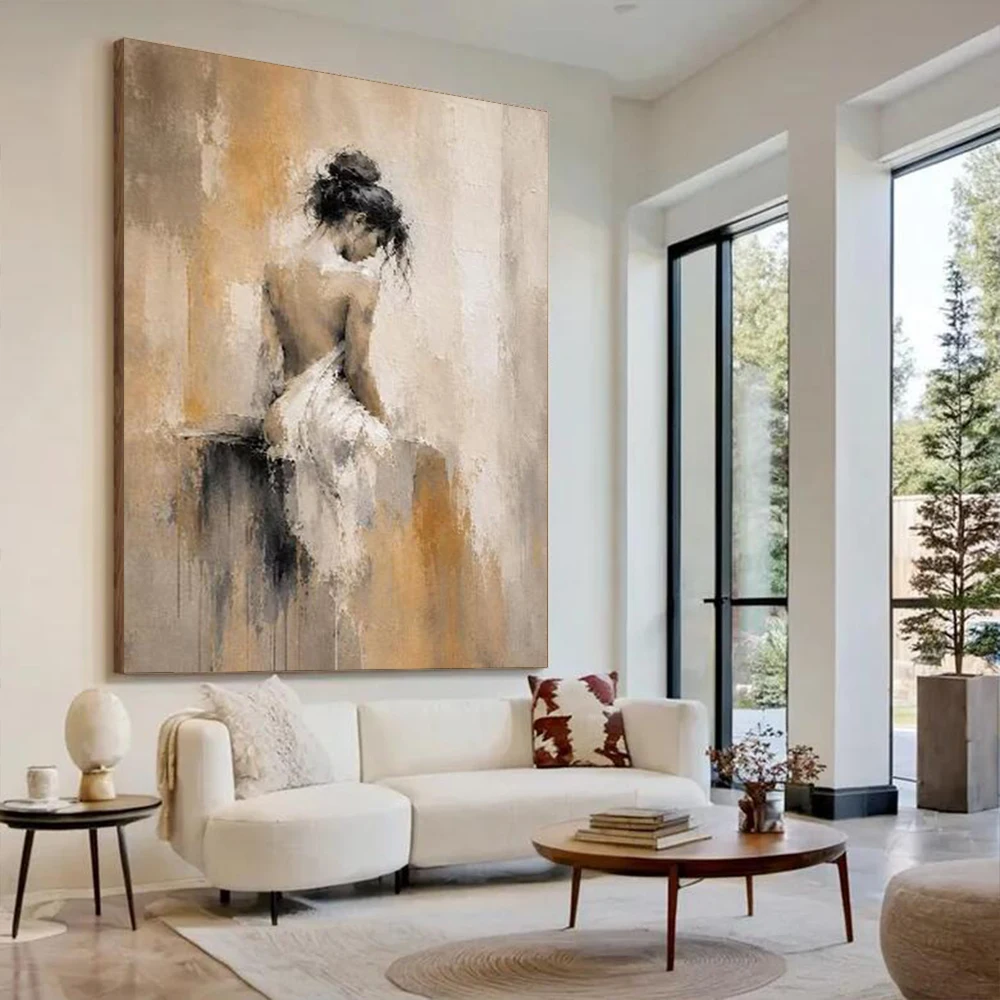 100% Handmade Abstract Oil Painting Pop Thick Layer Figure Canvas Mural Unique Wall Art Picture for Home Living Room Decor Image