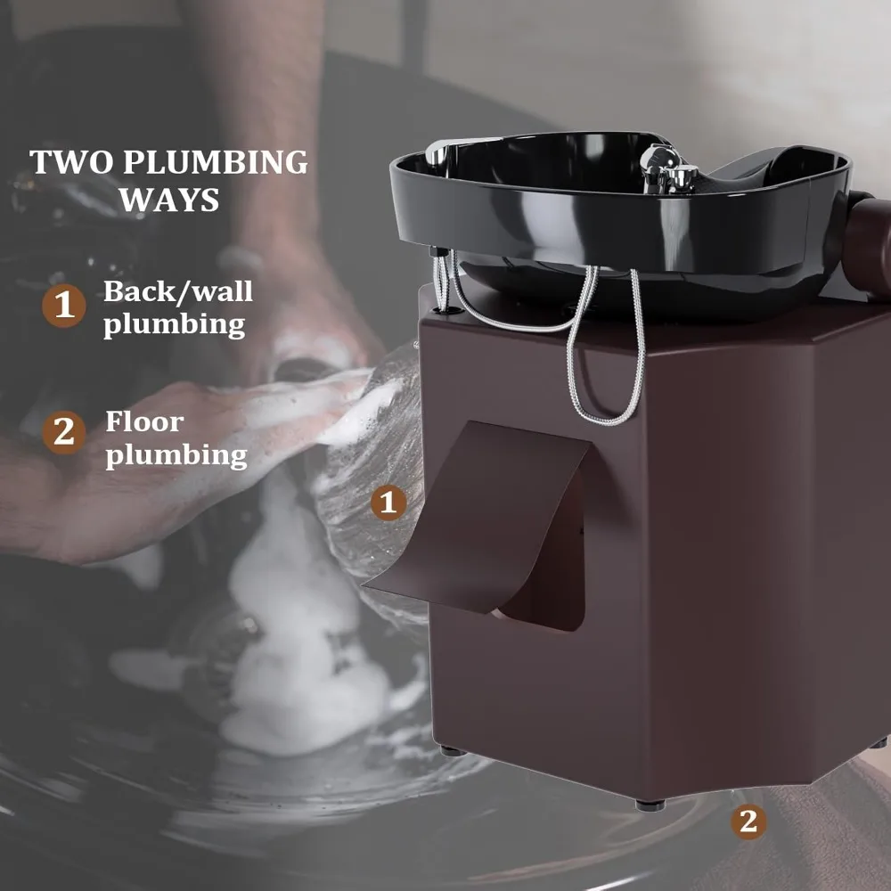 Shampoo-Rückspülteinheit mit schwarzer Porzellanschale, Salon-Waschbecken-Haarwaschstuhl, Shampoo-Station, Barbershop Beauty Spa Massage Hair