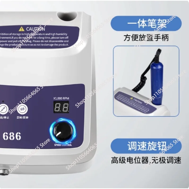 150W 50000rpm Variable Speed Lab Grinder Polisher Machine with Foot Pedals for Silicones Burs Medium Grinding
