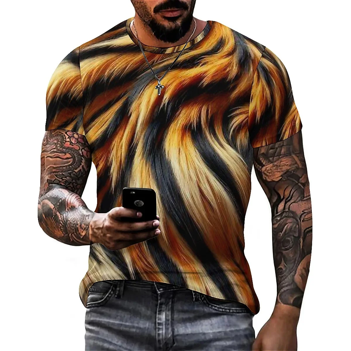 Graffiti Splatter Men's 3D Printed Short Sleeve T-Shirt - Full-Body Print & Soft Fabric