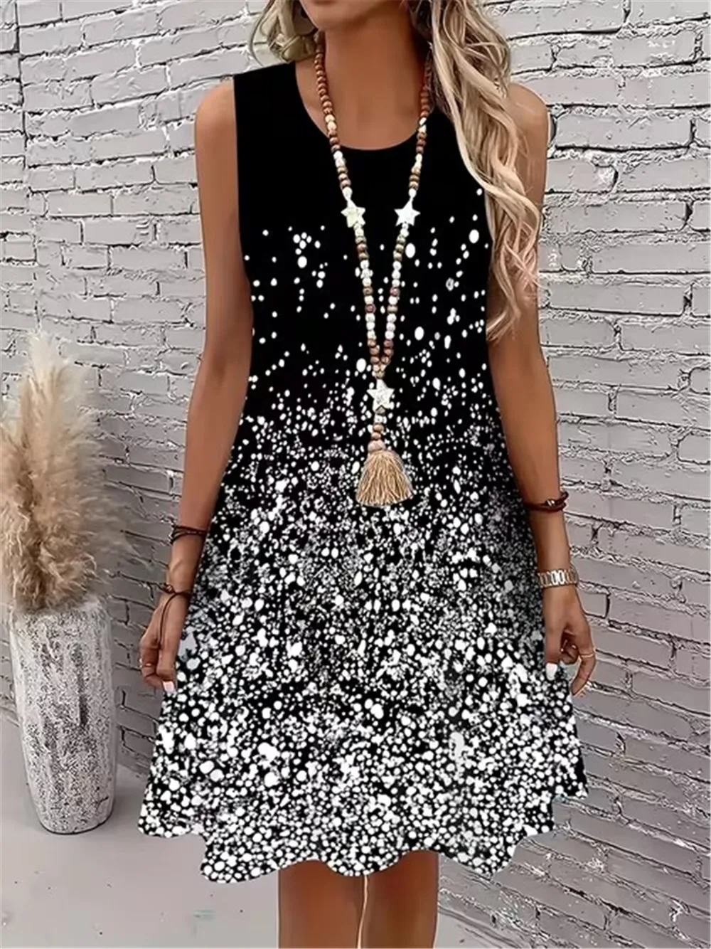 

Fashion Tie-dye Women Mini Dresses Summer Sleeveless 3D Printed Street Ladies Dress 3XL Plus Size Loose Casual Dress