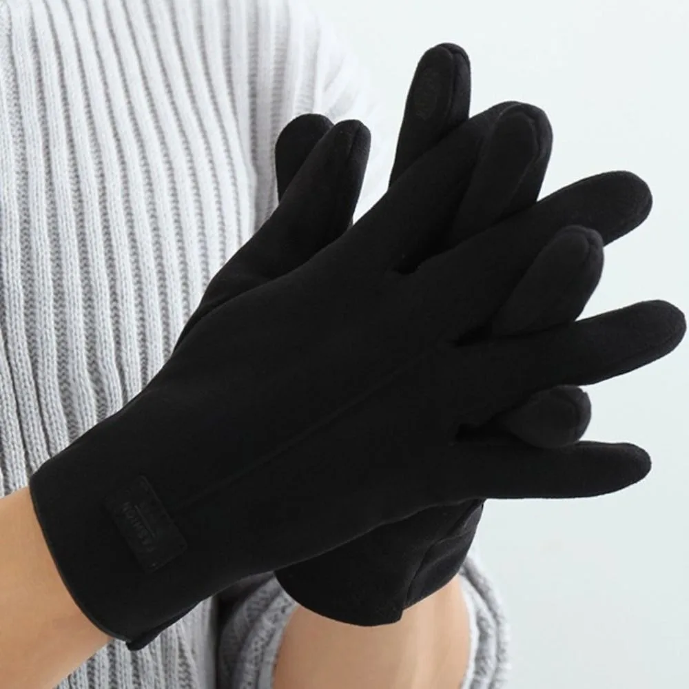 

Touch Screen Men's Gloves Simple Soild Color Velvet Inside Winter Gloves Keep Warm Thickened Warm Gloves Outdoor