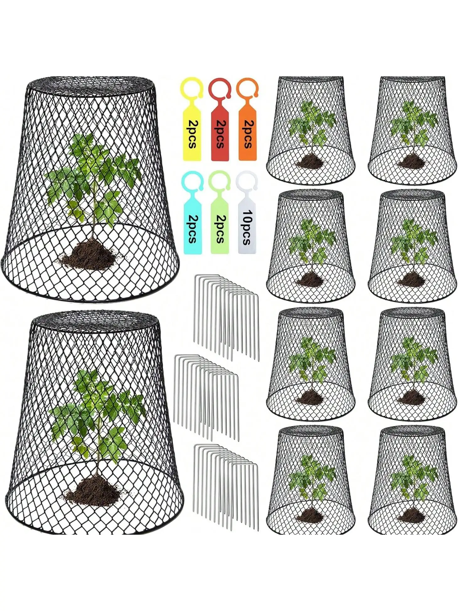 

10 Pcs Chicken Wire Cloche Plant Covers Garden Netting Metal Heavy Duty Plant Protectors from Animals for Keeping Bunnies Chicke