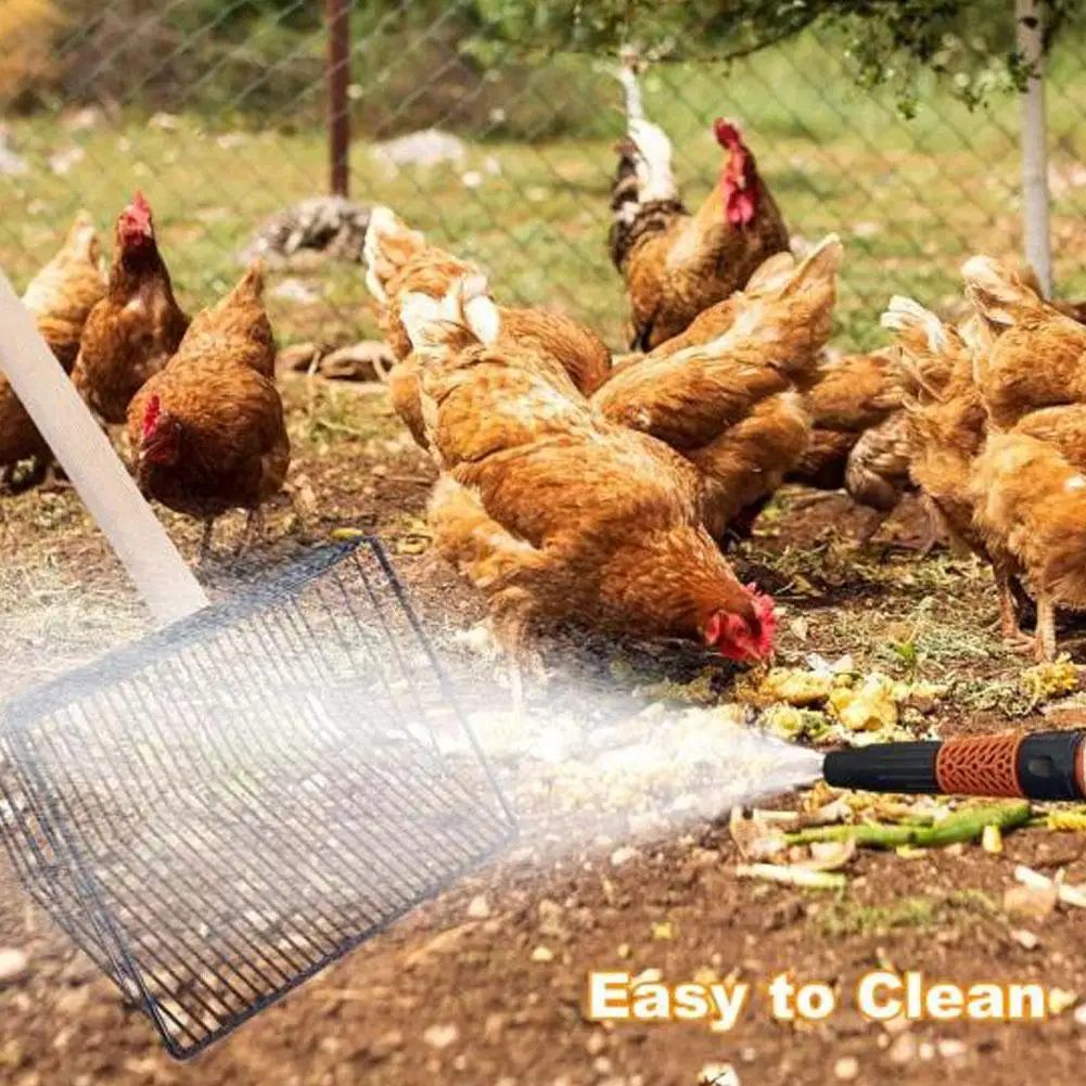 Large Metal Chicken Poop Scooper 3-in-1 Detachable Steel Tool Inches Coop Chicken 20 Handle Stainless Cleaning 42 Wooden To D7b5