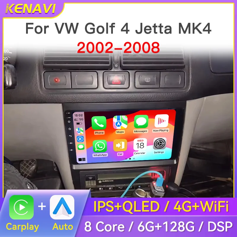 

2Din Android Car Stereo Radio For Volkswagen VW Golf 4 Jetta MK4 2002-2008 Multimedia Player Wireless Carplay Auto GPS Head Unit