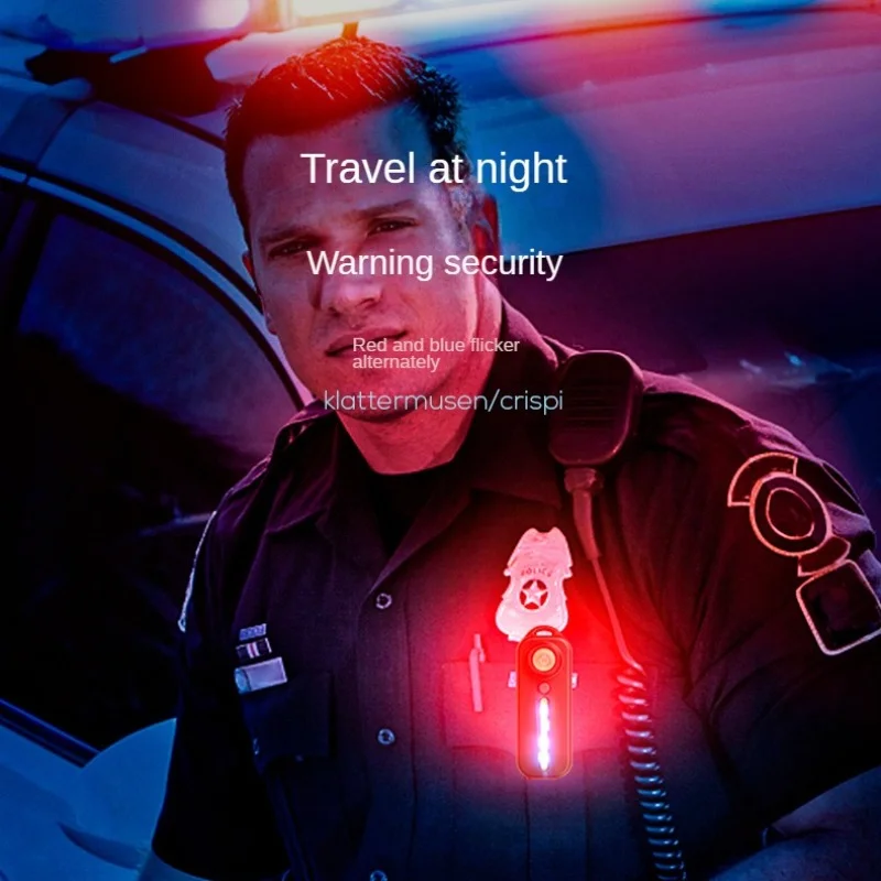 LED Red and Blue Shoulder Police Light with Clip USB Rechargeable Flashlights Warning Safety Torch Bike Warn