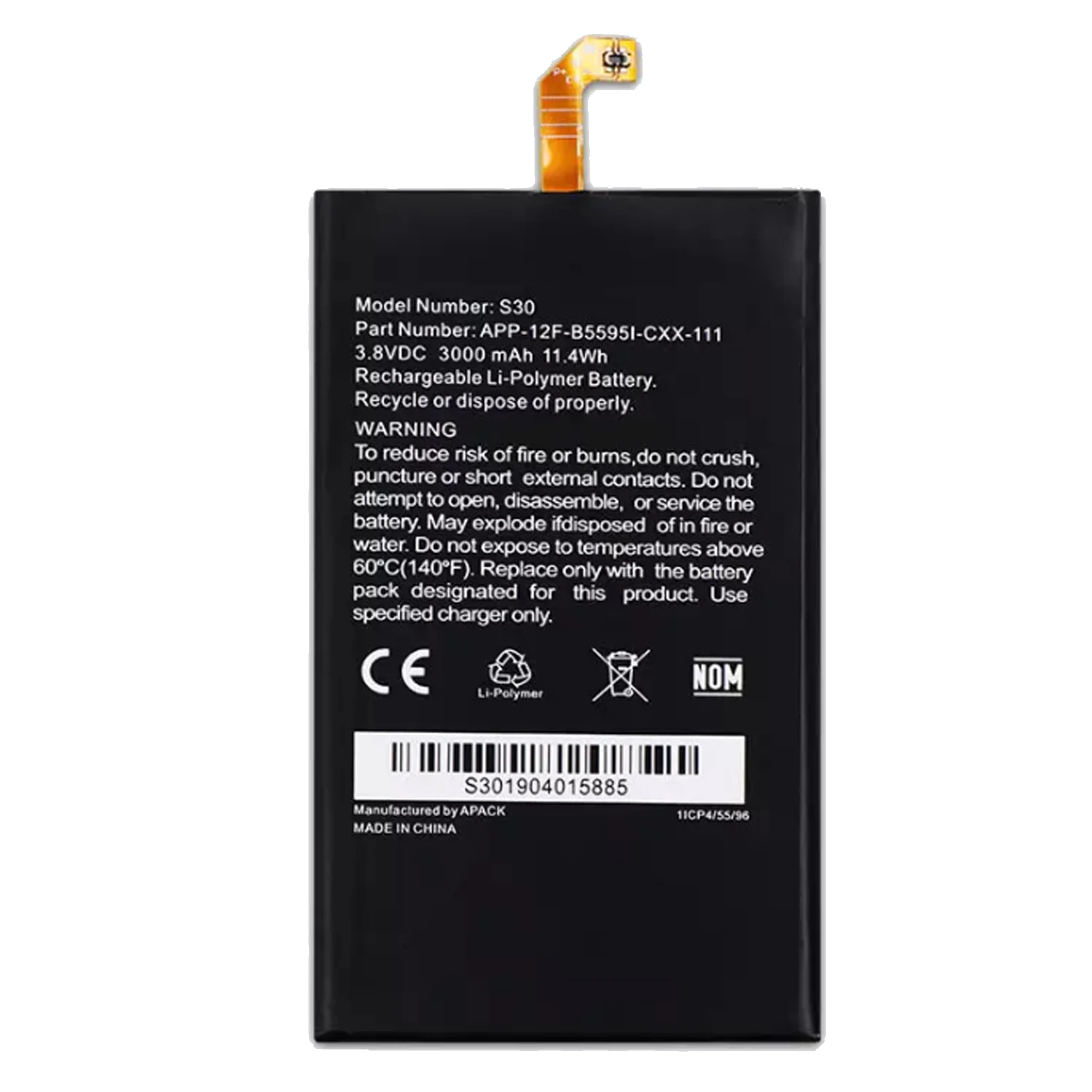 Original Capacity Battery For Caterpillar CAT S30 APP-12F-B5595I-CXX-111  mobile phone replacement Batteries Bateria