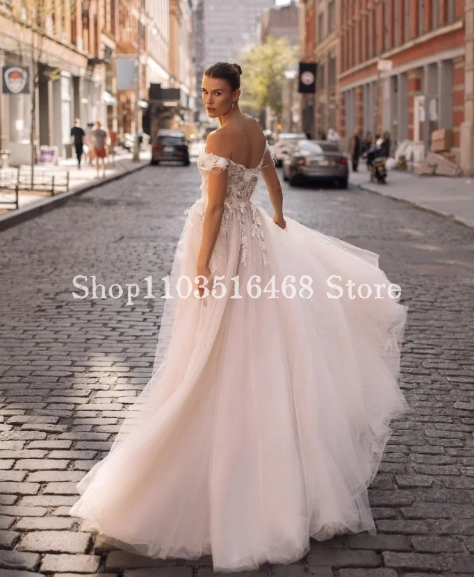 Elegant One Shoulder Wedding Dress 2024 Luxury White Applique A Line Formal Wedding Bridal Gowns Vestidos De Fiesta