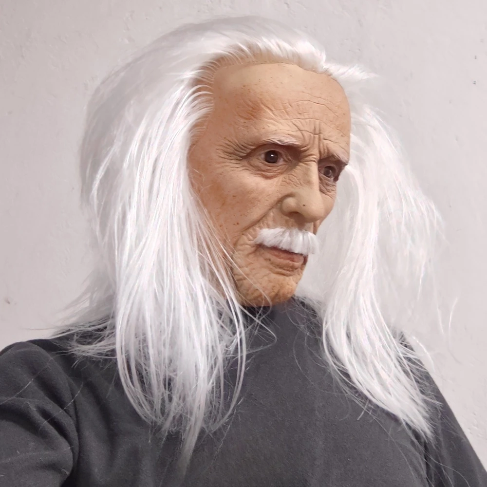 Gruselig, lustig, realistisch, weißhaariger alter Mann, Latexmaske, Halloween, Cosplay, Horrorpartys, Requisiten, Auftritte, Kostümzubehör