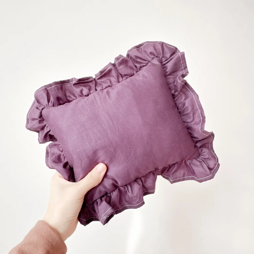 

Baby Simple Pure Cotton Lace Pillow Soothing Small Pillow Baby Cushion Small Square Nap Back pillow Newborn Gift Purple