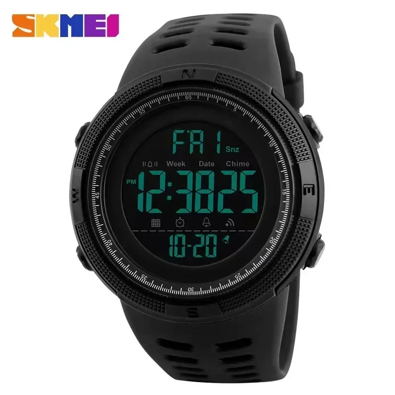 SKMEI-reloj Digital multifunción para hombre, cronógrafo con alarma, resistente al agua, 5Bar, para deportes al aire libre, 1251