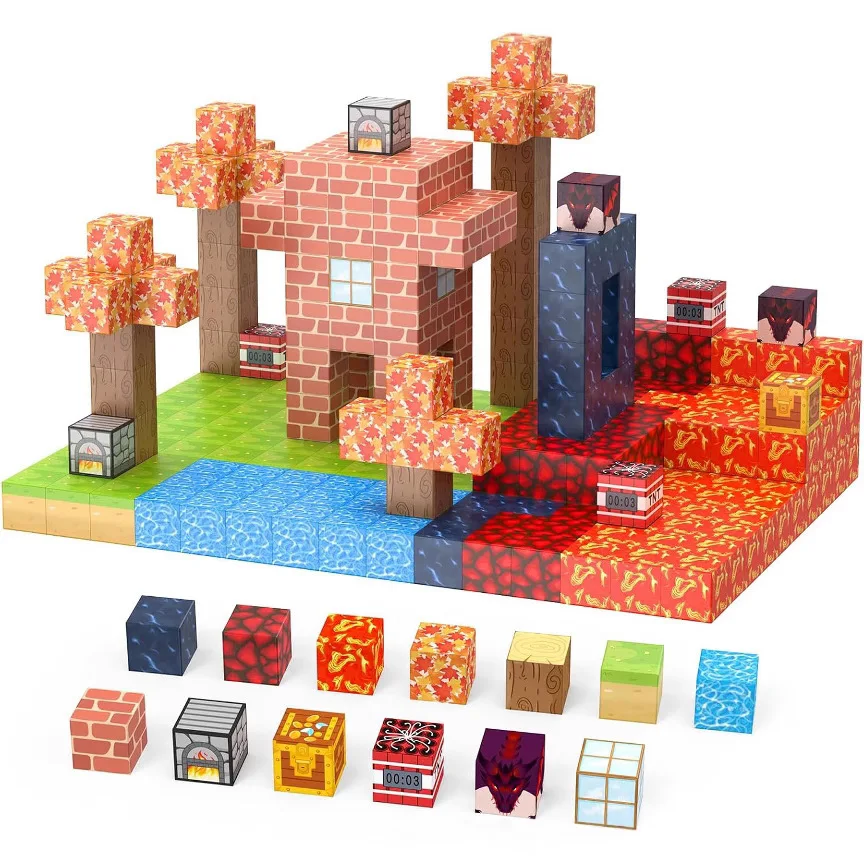 100 pièces blocs magnétiques ensembles enfant construction scénario jouets construire Mine aimant monde modèle jouet pour tige Montessori Cubes tout-petits cadeau