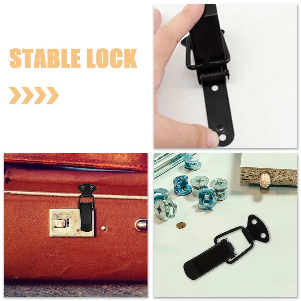 4Set Iron Tension Closure Latch Set for Doors Cabinets Box Lids Push to Close Spring Loaded Toggle Clamp Hardware Black